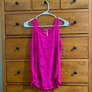 Universal Fashion, Pink Tank Top, Size Women Medium, mesh front, solid back